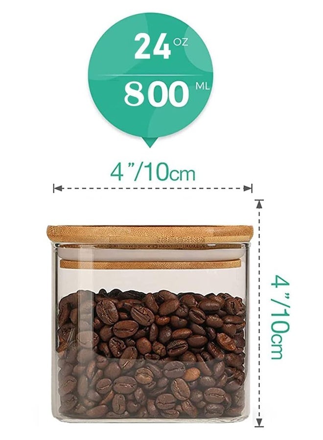 TAPIT Glass Storage Containers with Lids Glass Jars with Lids Clear Food Storage Jar Square Canister Set of 6 Pantry Organizers and Storage for Flour Oat Pasta Tea Cookie Coffee Bean (6pcs-800ml) - Image 2